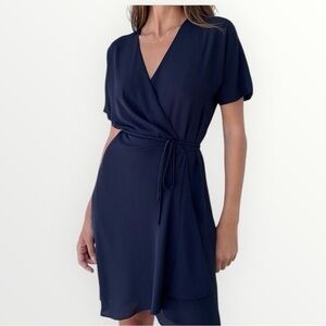 Aritzia babaton wrap dress in navy blue